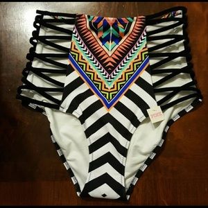 WANTED: VS PINK CAGED HI WAIST TRIBAL GEO BIKINI